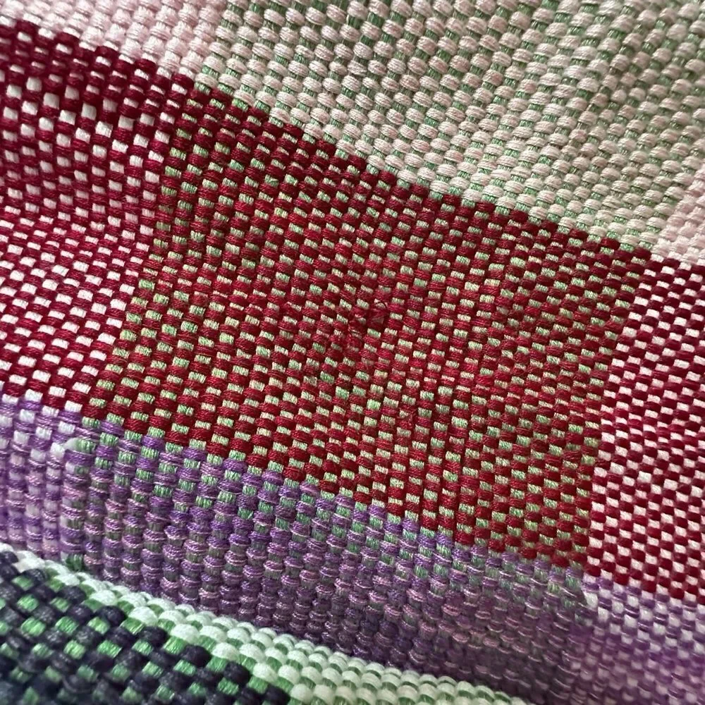 Vintage Multicolored Checked hand woven Silk blend Shawl, Scarf, wrap,